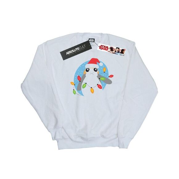 Star Wars Boys The Last Jedi Porg Christmas Lights Sweatshirt / White - Picture 1 of 3